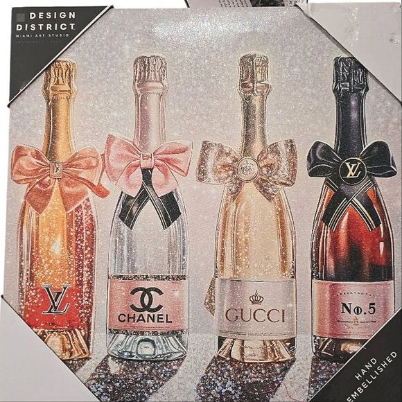 Design District Luxury Champagne Bottle Party Canvas Wall Decor - Picture 2 of 6
